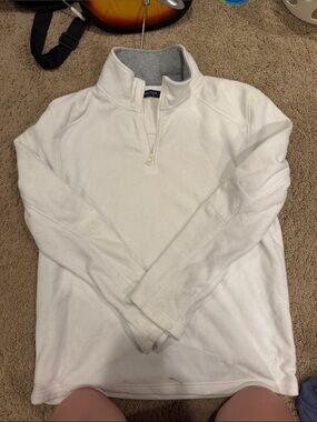 Nautica Men's White Half-Zip Fleece Pullover with Gray Lining
